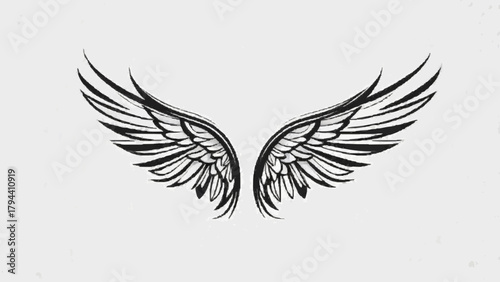 Flying black vector silhouette of an eagle's wings symbolizing freedom, design, and a powerful tattoo illustration