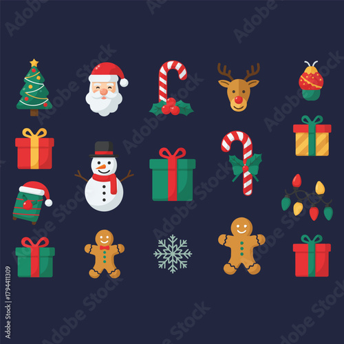 Festive christmas elements collection for holiday designs