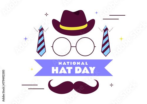 National Hat Day Vector Illustration Featuring January 15 To Celebrate The Diverse Range Of Hats From Around The World In a Flat Style Background