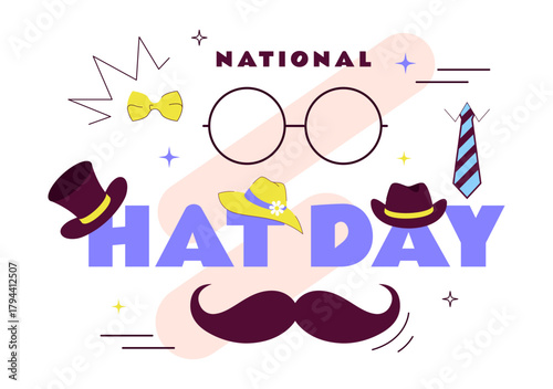 National Hat Day Vector Illustration Featuring January 15 To Celebrate The Diverse Range Of Hats From Around The World In a Flat Style Background