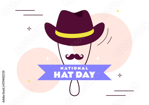 National Hat Day Vector Illustration Featuring January 15 To Celebrate The Diverse Range Of Hats From Around The World In a Flat Style Background