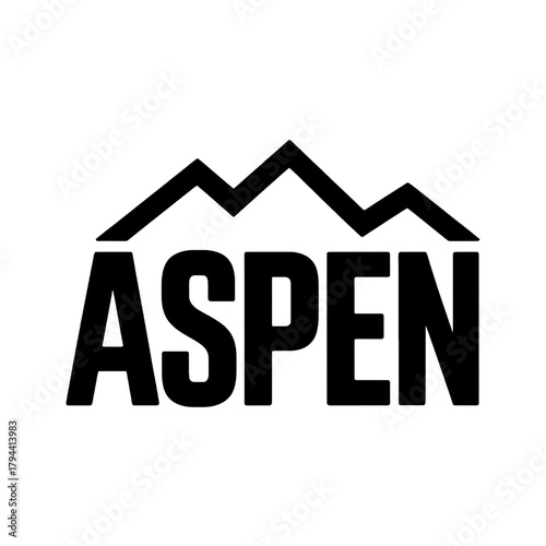 Scenic Aspen Mountains logo featuring towering peaks, pine trees, and a winding river