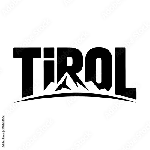 Scenic Tirol Mountains logo featuring towering peaks, pine trees, and a winding river