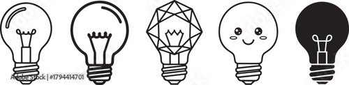 Diverse lightbulb icons collection Vector
