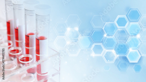 医療イメージ：血液検査と抽象背景