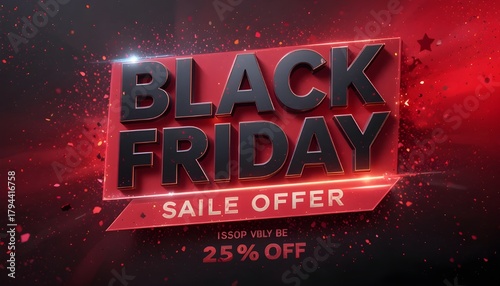 Black Friday Big Sale Discount Banner on Shiny Red Background”
