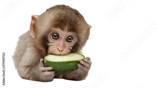 Small brown barbary macaque baby sitting its in the gibraltar nature wildlife forest of asia
