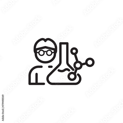 Lab technician icon symbolizing scientific analysis, quality testing, and chemical process control, representing specialized industrial personnel, modern laboratory staffing, and technical staff.