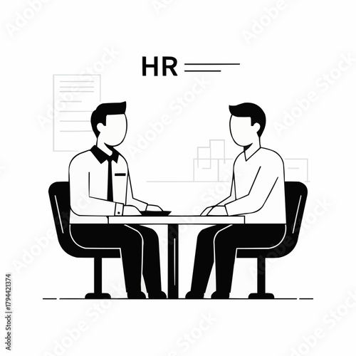 HR Interview - Two People Sitting at a Table Discussing Business.