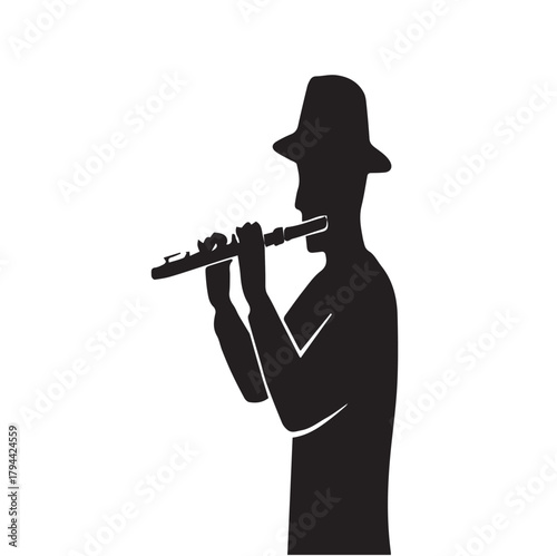 silhouette of a man playing the flute