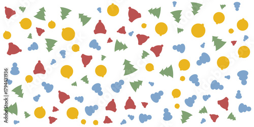 Minimal Christmas Shapes Pattern: Abstract Holiday Tree Ornament Confetti Background