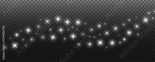 Magical Sparkling Dust Trail: Glittering Stardust Wave on Transparent Background