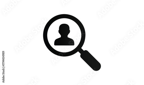 Magnifying glass examining a silhouette of a person icon