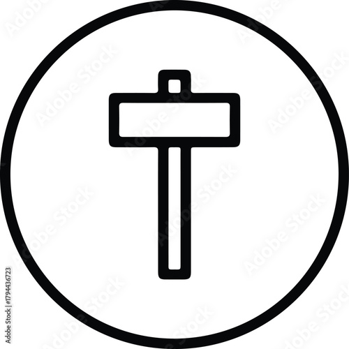 Illustrator simple mallet inside circle tool equipment Silhouette vector