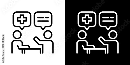 Consultation Icon Set. Clean Line Design With Light And Dark Versions For Versatile Use. 
