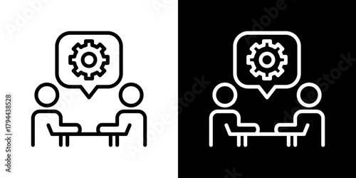 Work Meeting Icon Set. Clean Line Design With Light And Dark Versions For Versatile Use. 