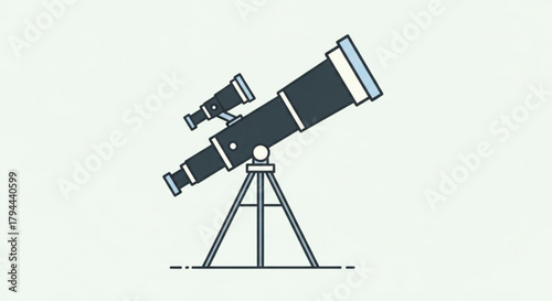 Illustration of a telescope, a scientific instrument used for observing distant objects in space and astronomy