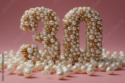 Elegant Pearl Number 30 Display for Celebrations and Anniversaries © Jumroon