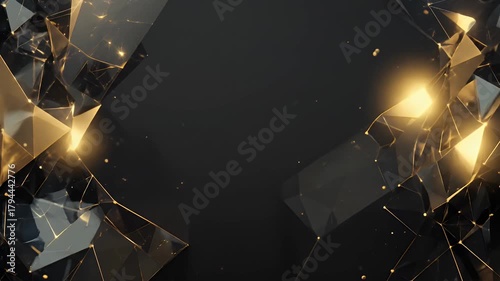 Sophisticated Abstract Motion Graphics with Golden Highlights on Dark Background