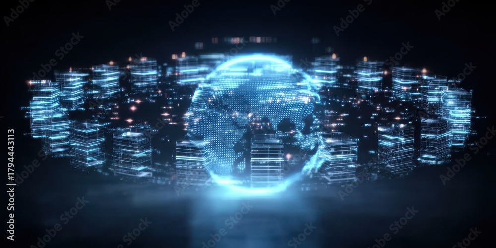 Obraz premium Visualization of a connectivity hub for monitoring program, database, and index recovery