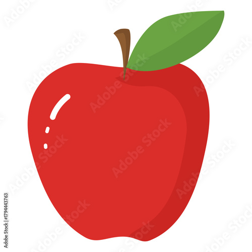 Crisp red apple with a leaf, a symbol of health, education, and delicious flavor, ideal for school projects, healthy recipes, and nutritional campaigns