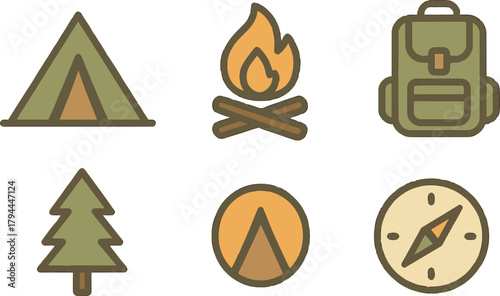 camping with flat design style, eps 10 illustration