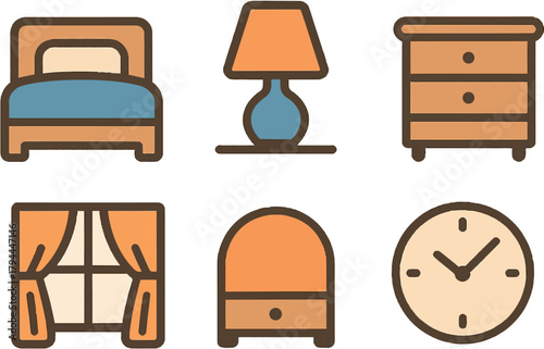 bedroom with flat design style, eps 10 illustration