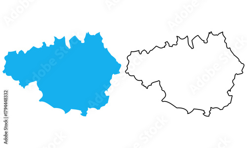 Map of Greater Manchester an administrative county of England. Map with detailed outlines and blue silhouettes