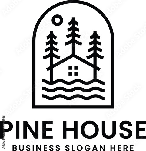 Pine house logo, icon, vector