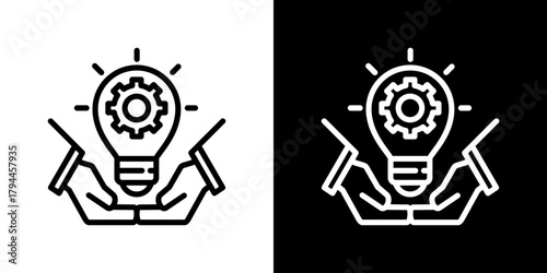 Innovation Icon Set. Clean Line Design With Light And Dark Versions For Versatile Use. 