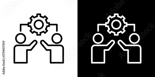 Teamwork Icon Set. Clean Line Design With Light And Dark Versions For Versatile Use. 