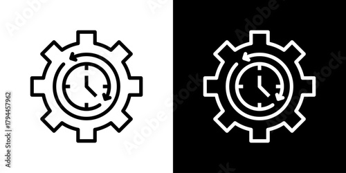 Efficiency Icon Set. Clean Line Design With Light And Dark Versions For Versatile Use. 