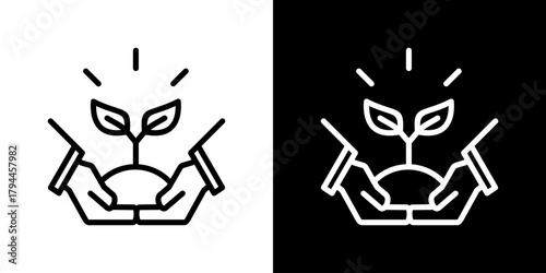 Sustainability Icon Set. Clean Line Design With Light And Dark Versions For Versatile Use. 