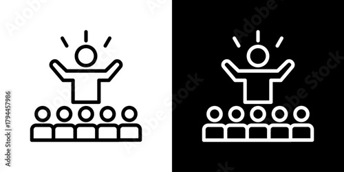 Leadership Icon Set. Clean Line Design With Light And Dark Versions For Versatile Use. 