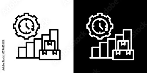 Productivity Icon Set. Clean Line Design With Light And Dark Versions For Versatile Use. 