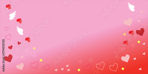 Pink Valentine's Day floral heart frame illustration vector design with a love pattern on a purple background border decoration