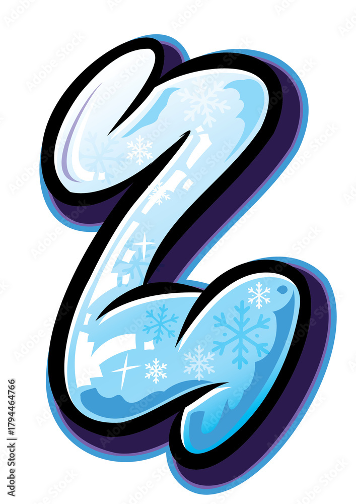 Naklejka premium Mr. Freezy Snowman Themed Color Font – Hand-Drawn Winter Alphabet Set, Uppercase Lowercase Numbers and Snowflake Doodle Elements, Christmas Ice Text Style for Holiday Design