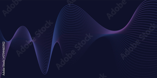 Abstract background with glowing wave. Shiny moving lines design element. Modern pink blue gradient flowing wave lines. Futuristic technology concept.