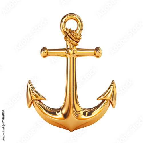 golden anchor isolated on white