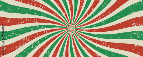 Vintage red green grunge retro circus lights background with festive swirls. Vector illustration