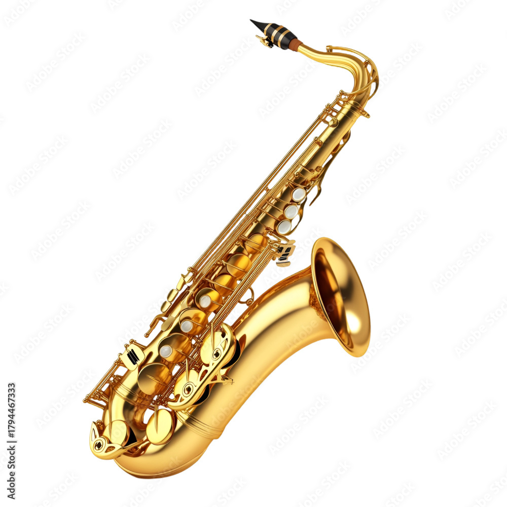 Naklejka premium Golden Saxophone Close-Up with Shine