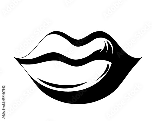 lips silhouette, icon isolated on white background, model 2
