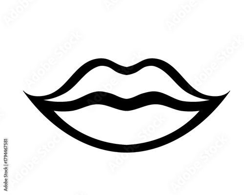 lips silhouette, icon isolated on white background, model 3
