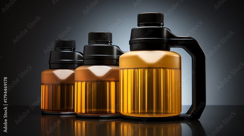 Fototapeta premium Three stylish drink containers on a dark background