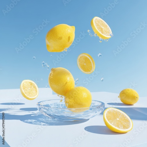 Lemons in Free Fall: A Dreamy Zero-Gravity Fruit Concept