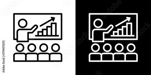 Analysis Icon Set. Clean Line Design With Light And Dark Versions For Versatile Use.