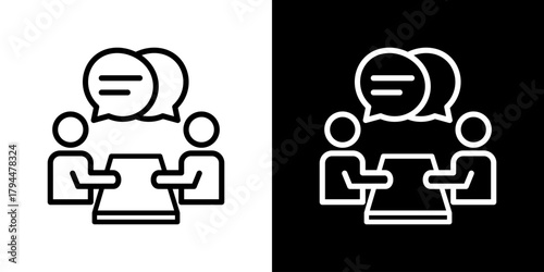 Meeting Icon Set. Clean Line Design With Light And Dark Versions For Versatile Use.