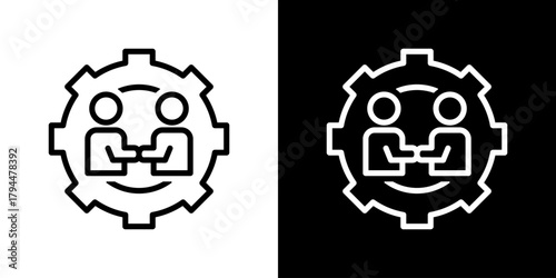 Cooperation Icon Set. Clean Line Design With Light And Dark Versions For Versatile Use.
