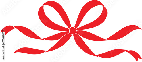 A red ribbon bow on white background 