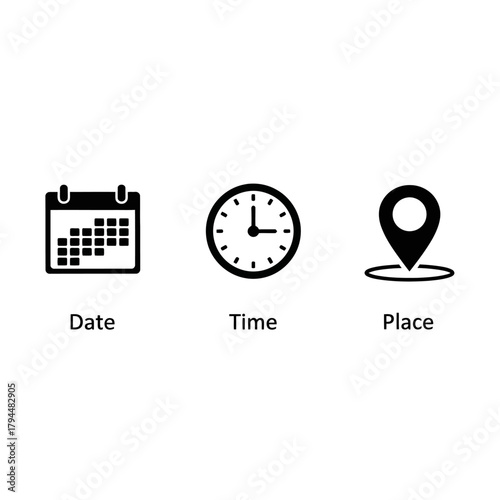 date time place icons event schedule location management